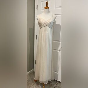 Anthropologie BHLDN Cream Brigitte Pleated Formal Maxi Dress Womens Size S
